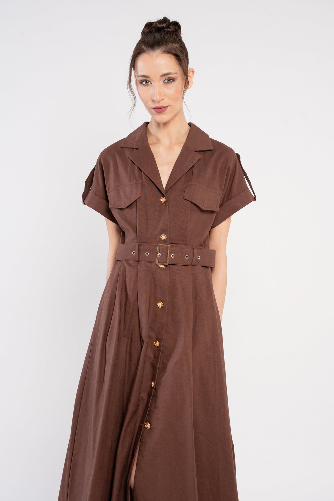 Vestido Lino Marrón