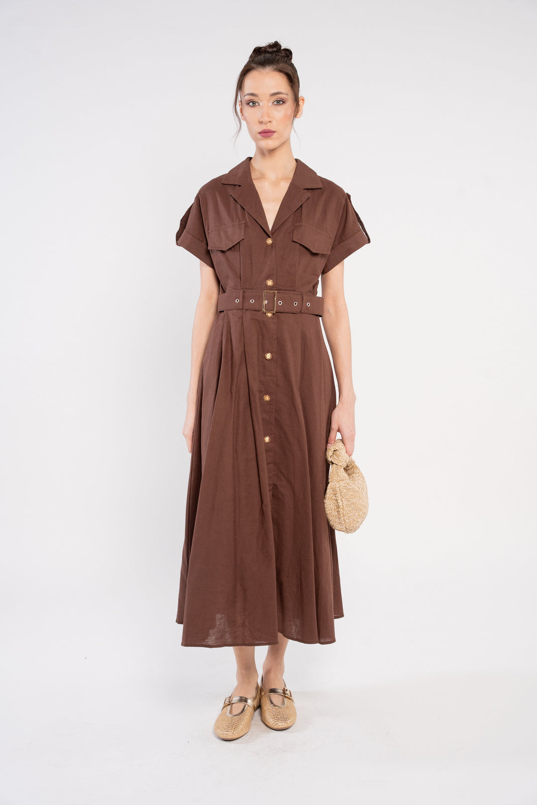 Vestido Lino Marrón