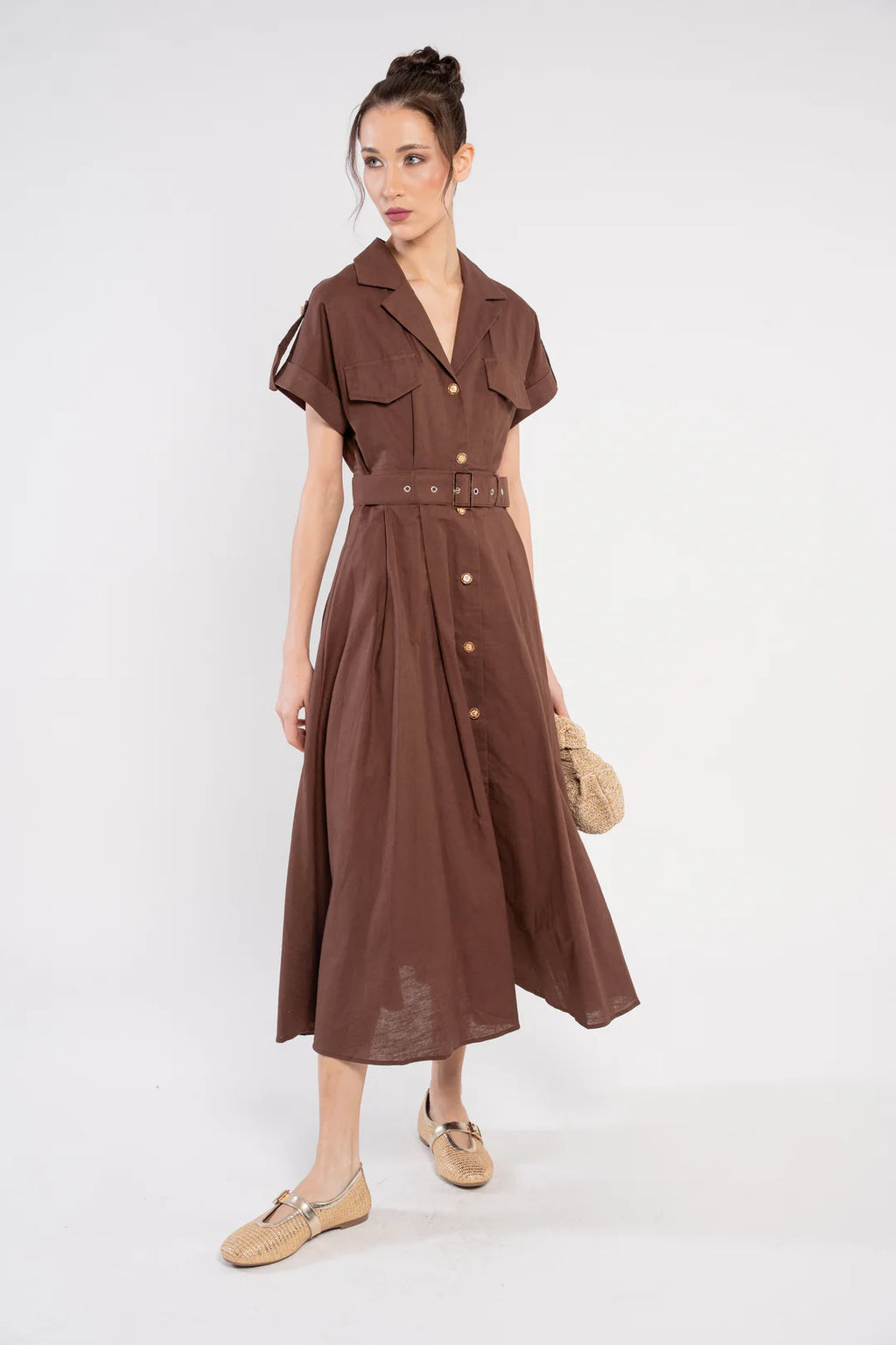 Vestido Lino Marrón