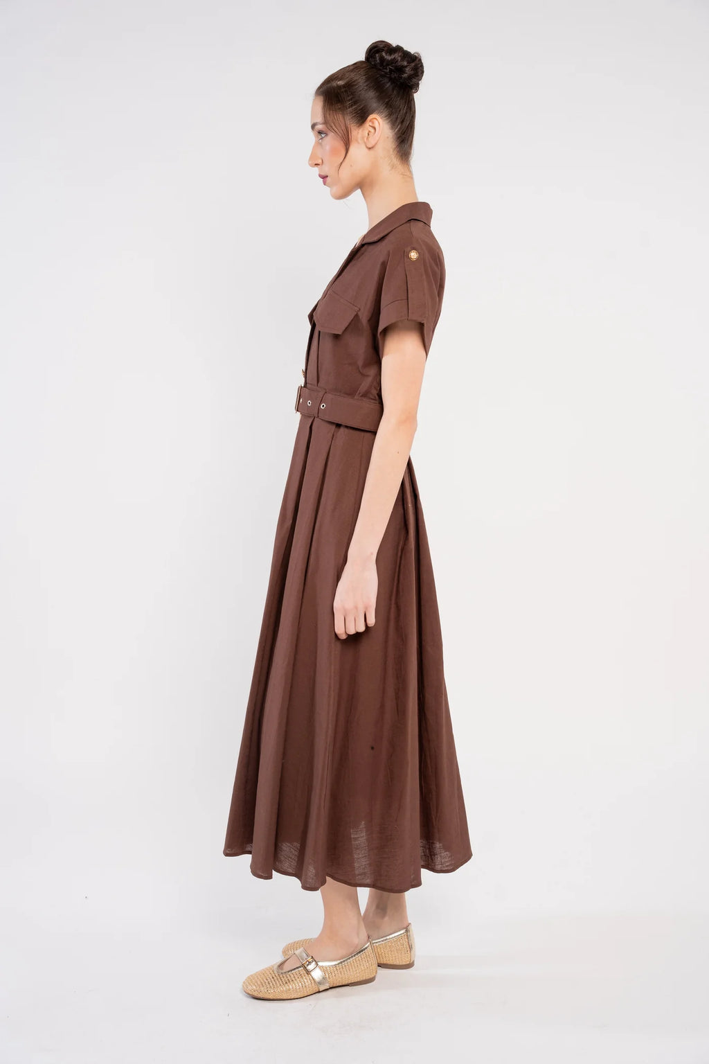 Vestido Lino Marrón