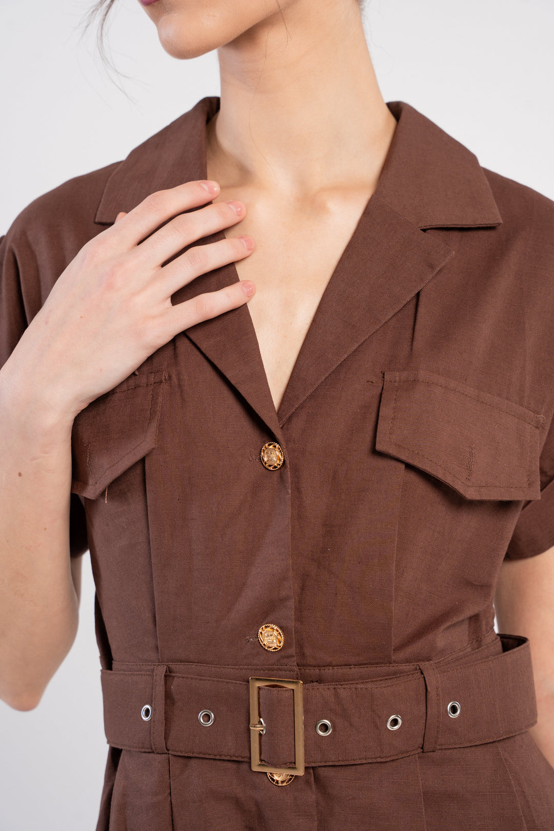 Vestido Lino Marrón